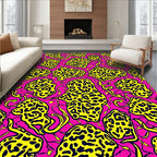 Bold Yellow Organic Shapes On Pink Rug