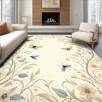 Soft Botanical Butterflies Filigree Design Rug