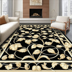 Ornate Golden Vine Scroll Design Rug