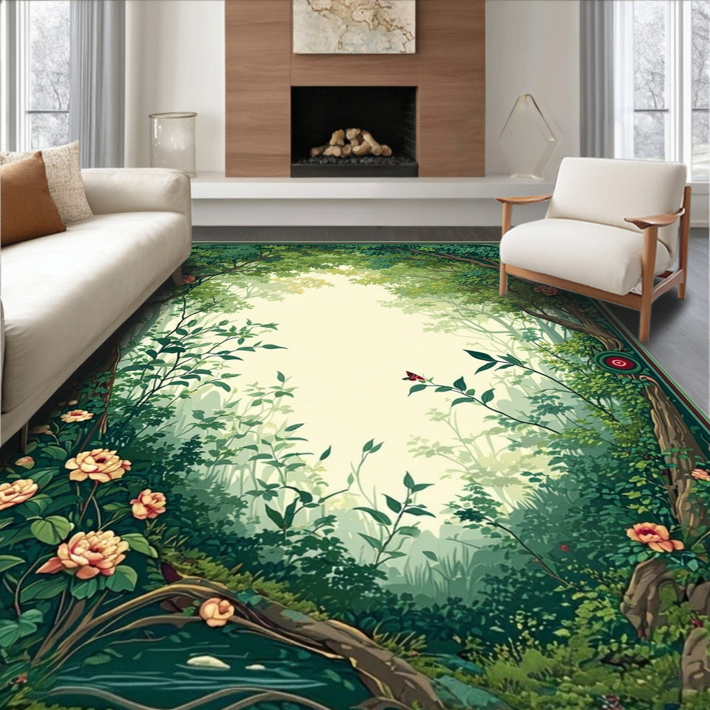 Enchanted Forest Floral Botanical Rug