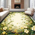 Vines Yellow Flowers Botanical Design Rug