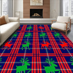 Reindeer Plaid Red Green Navy Rug