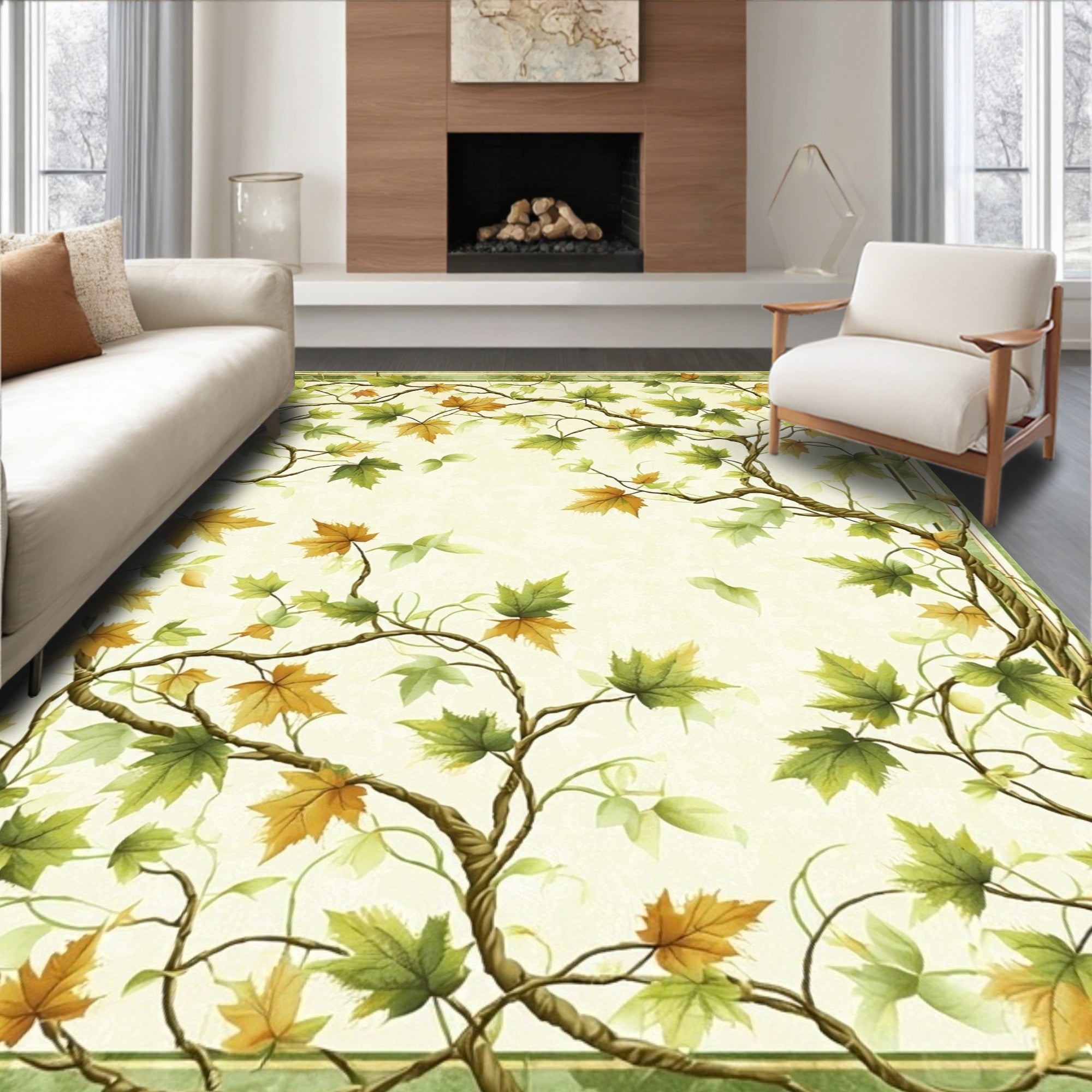 Vine and Leaf Autumn Woodland Design Rug