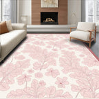 Delicate Pink Floral Botanical Design Rug