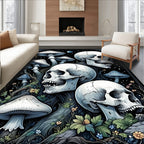 Whimsical Skull Mushroom Forest Rug