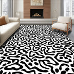 Monochrome Abstract Organic Pattern Rug