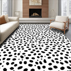 Black White Textured Dot Design Rug