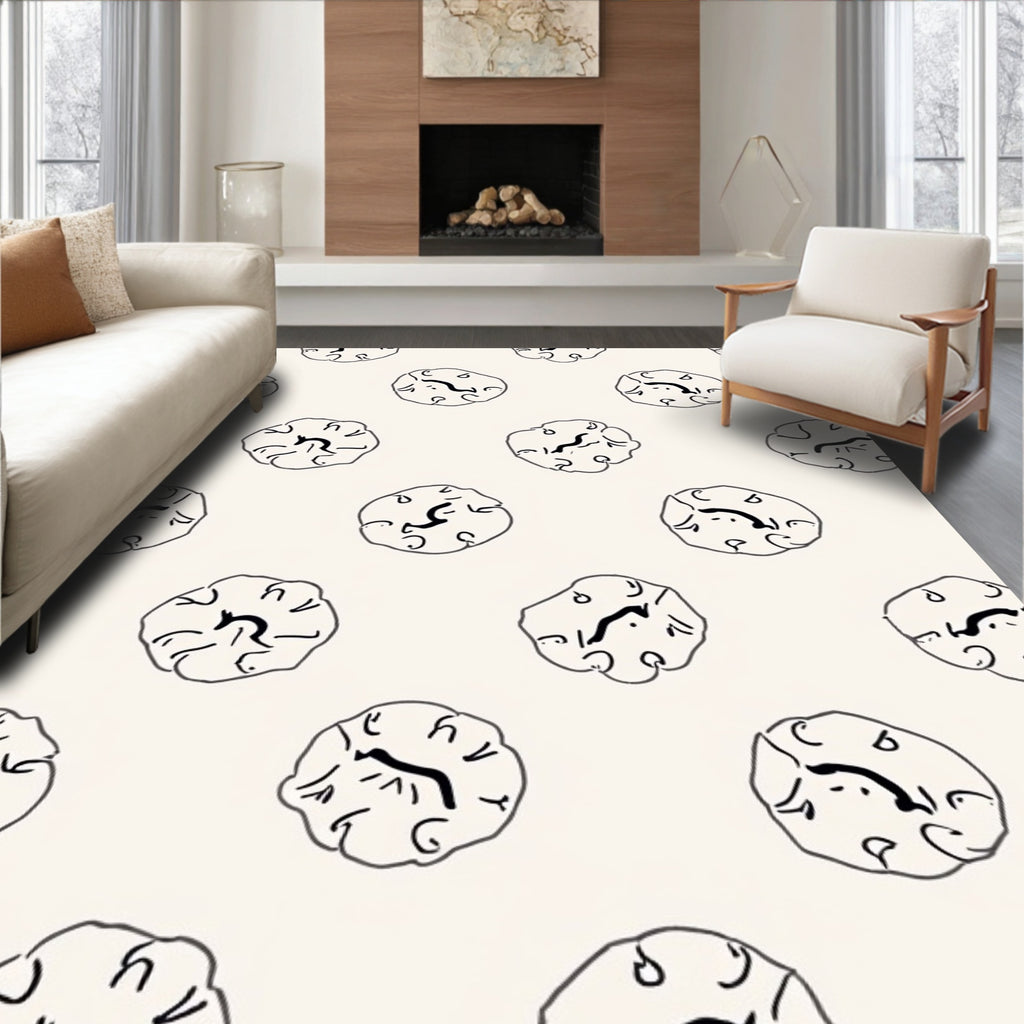 Abstract Hand-Drawn Floral Pattern Rug
