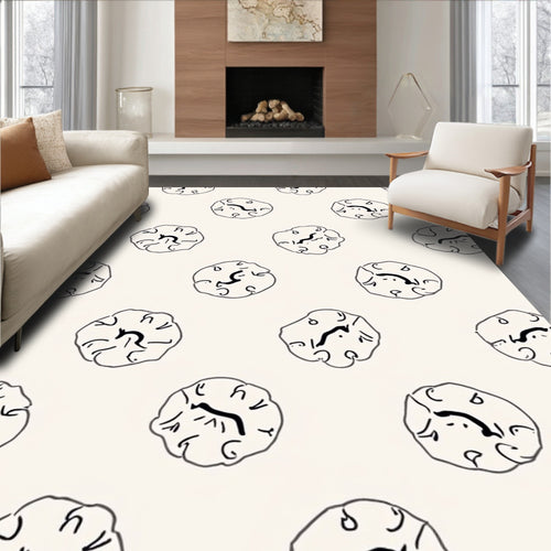 Abstract Hand-Drawn Floral Pattern Rug