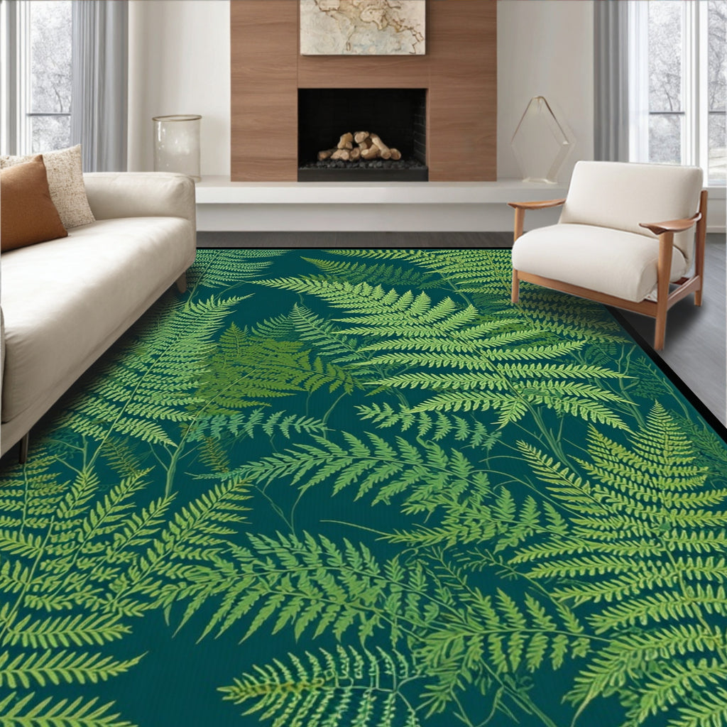 Forest Fern Botanical Print Rug