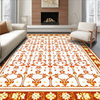 Vintage Floral Scrollwork Red Gold Rug