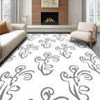 Delicate Gray Brushstroke Floral Pattern Rug
