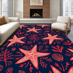 Ocean Starfish And Coral Pattern Rug