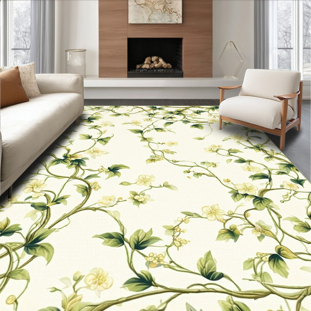 Vine Floral Garden Inspired Pattern Rug