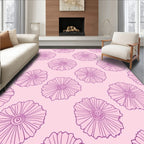 Floral Outline On Pink Background Rug