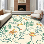 Yellow Birds Foliage Vine Pattern Rug
