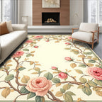 Soft Pink Roses Vine Pattern Rug