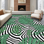 Tropical Leaves Zebra Stripes Design Rug