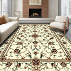 Elaborate Floral Motif Cream Rug