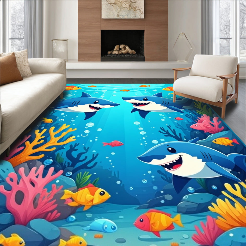 Ocean Friends Shark Pattern Rug