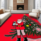 Christmas Santa And Tree Ornament Rug