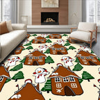 Gingerbread Houses and Snowmen Christmas Throw Rug