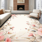 Elegant Pink Floral Sprig Design Rug