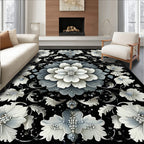 Elegant Gray Floral Pattern Rug