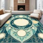 Vintage Teal Geometric Mandala Rug