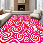 Vibrant Pink Swirls and Dots Rug