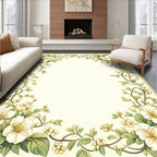 White Blossoms Vine Border Rug
