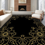Gold Floral Art Nouveau Border Design Rug