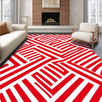 All Over Red Geometric Pattern Rug