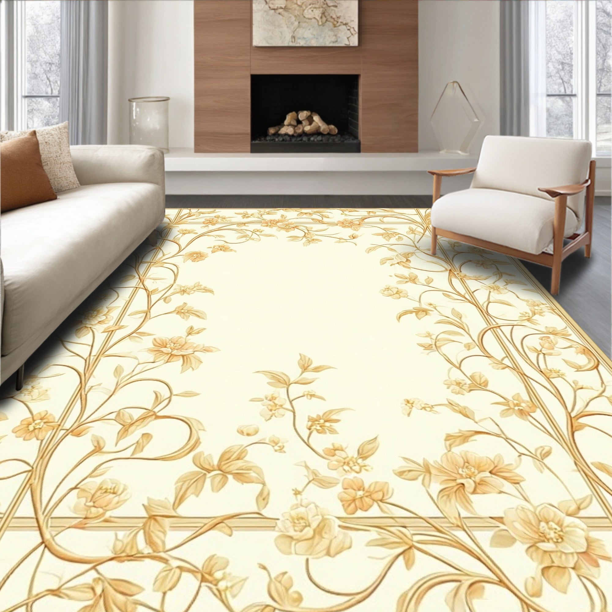 Elegant Floral Vine Pattern Rug