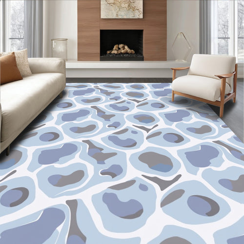 Abstract Organic Blue Tone Rug
