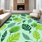 Tropical Leaf Pattern Green Foliage Rug