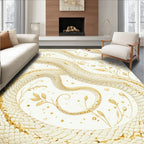 Elegant Gold Snake Botanical Art Rug
