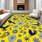 Blue Birds Light Blue Flowers Pattern Rug