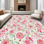 Pink Floral Arrangement Abstract Design Rug
