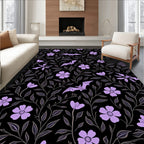 Gothic Bat Flower Vine Pattern Rug