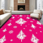 Pink Evergreen Snowflake Christmas Rug