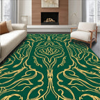 Green Gold Art Nouveau Swirl Rug