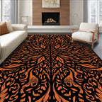 Orange Abstract Swirls Pattern Rug