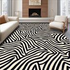 Black and White Curving Lines Rug