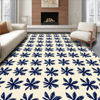Navy Starburst Floral Pattern Rug