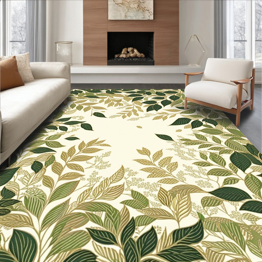 Green Leafy Vine Pattern Rug