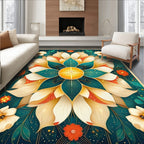 Radiant Floral Mandala Jewel Tone Rug