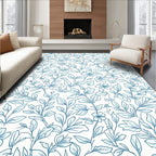 Delicate Blue Floral Vine Pattern Rug