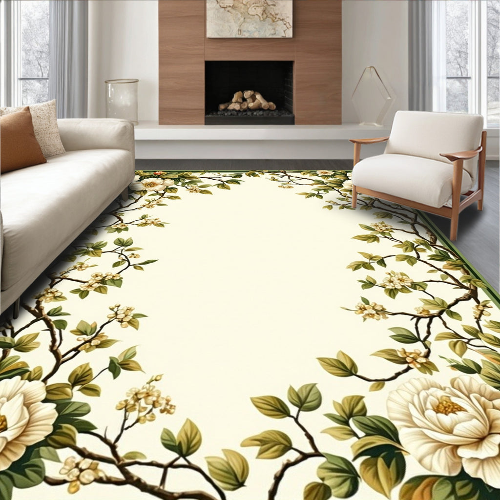 Elegant Floral Branches Botanical Design Rug