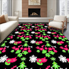 Vibrant Pink Green Floral Snowflake Collage Rug